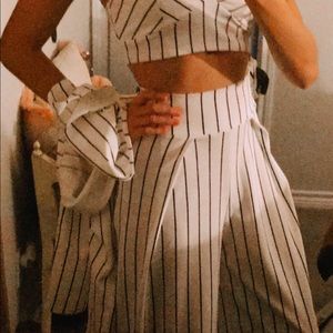 A pant suite white and black 3pc set